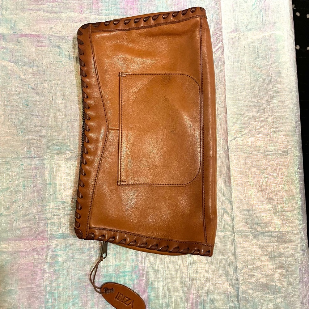 Vintage Brown Leather Clutch - Ibiza - Picture 6 of 7